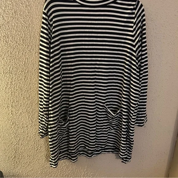Duluth Trading Co. Womens Long Sleeve Mock Neck Tunic Pockets Striped Size 3X - Picture 1 of 10